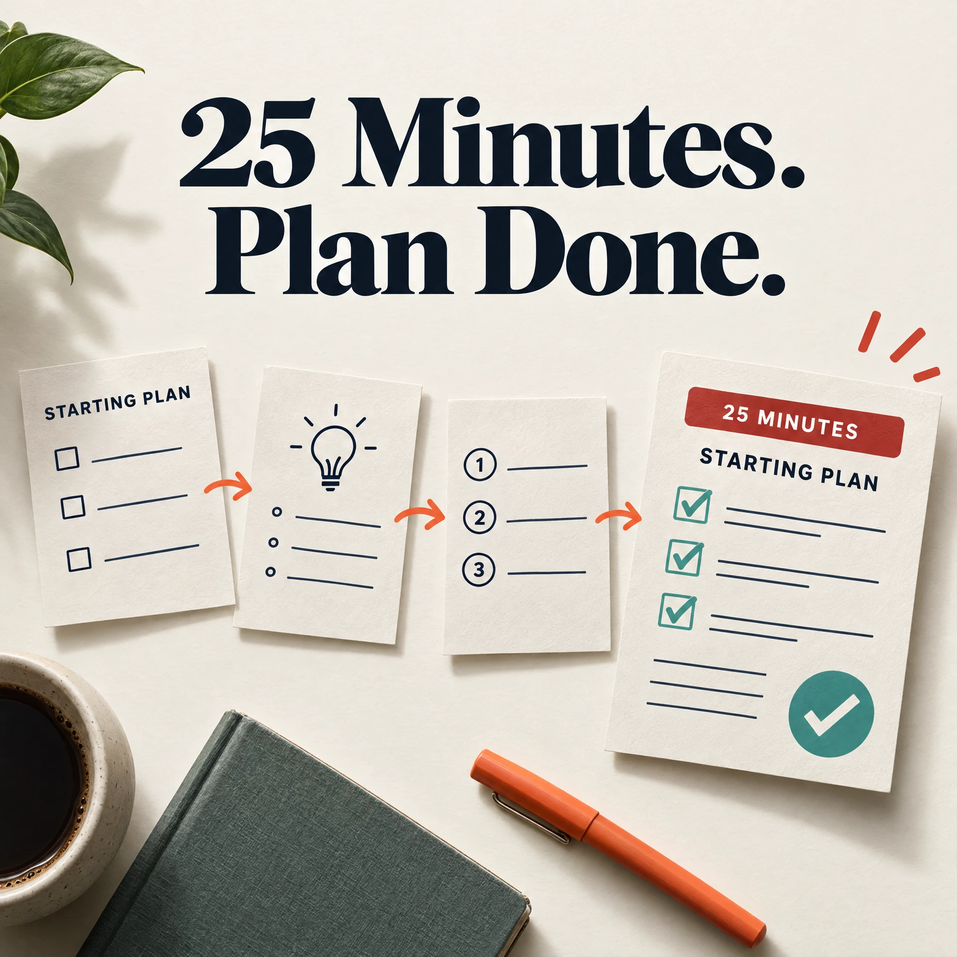 A short sequence of steps ends in one completed Starting Plan, not an income result.